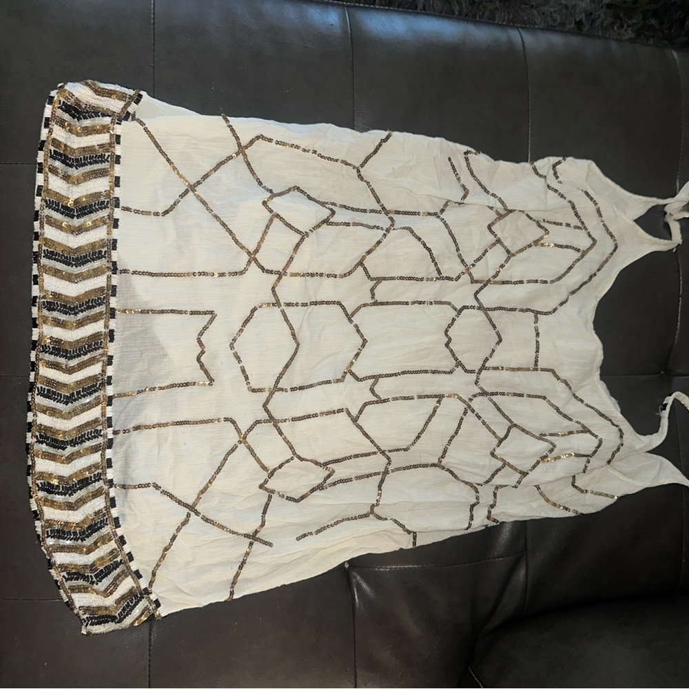 Love Sam White and Gold Embellished Top